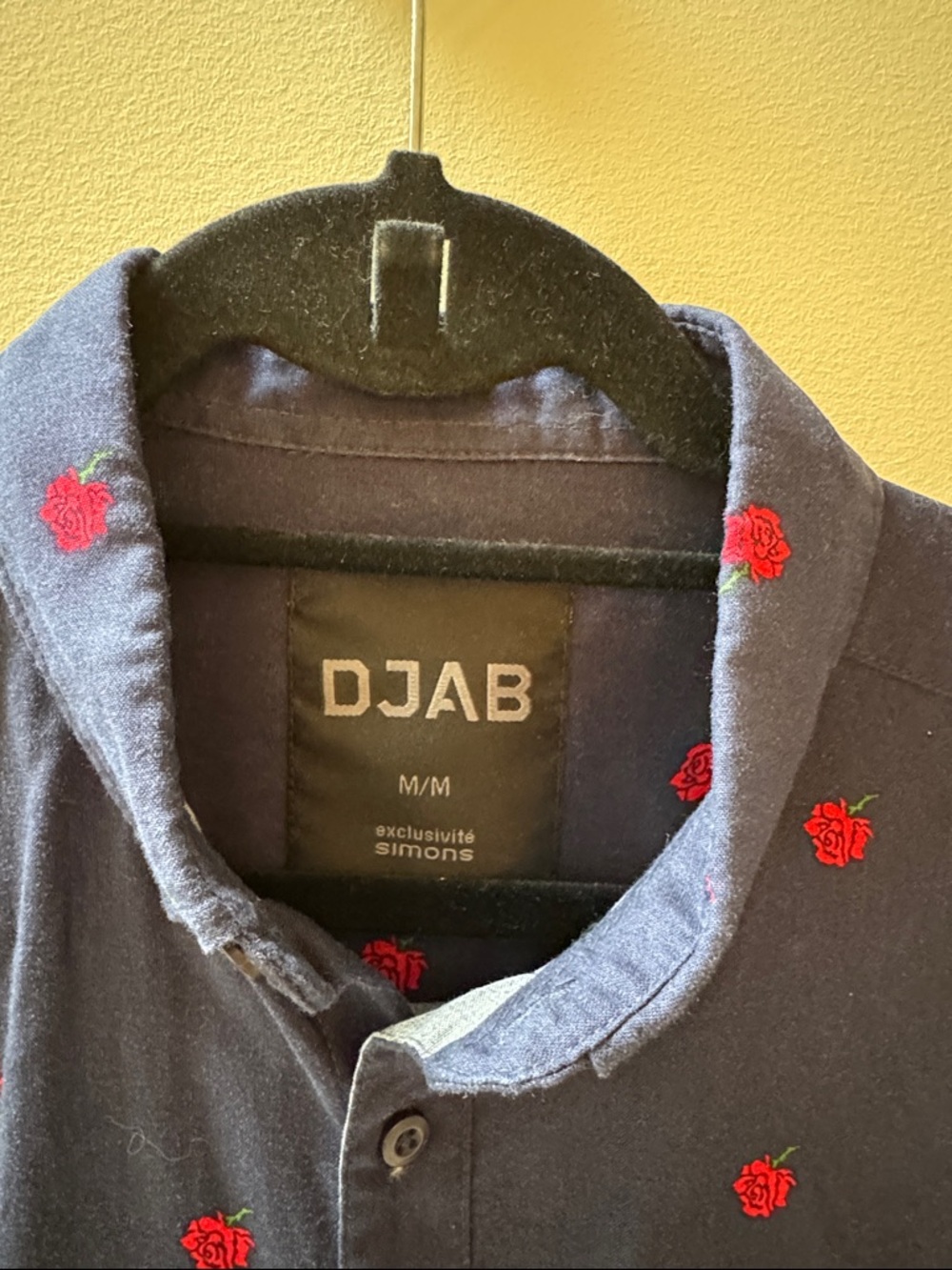 100% cotton DJAB Button-Down Shirt with Red Rose print
